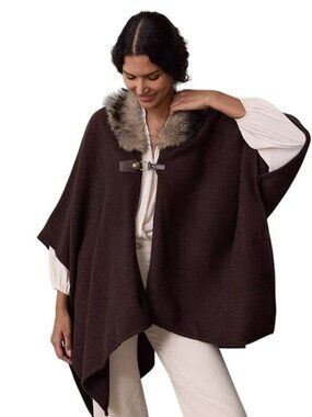 Women's LC Lauren Conrad Dark Brown Faux Fur Trim Rauna Topper New OS